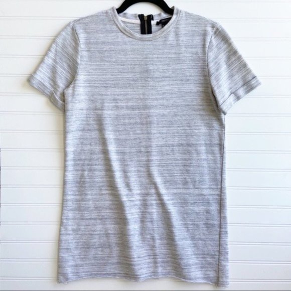 Tops - Forever 21 Grey Stripe Zipper Short Sleeve T-shirt